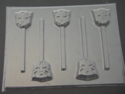 515sp Robot Changer Face Chocolate or Hard Candy Lollipop Mold 515sp Robot Changer Face Chocolate or Hard Candy Lollipop Mold